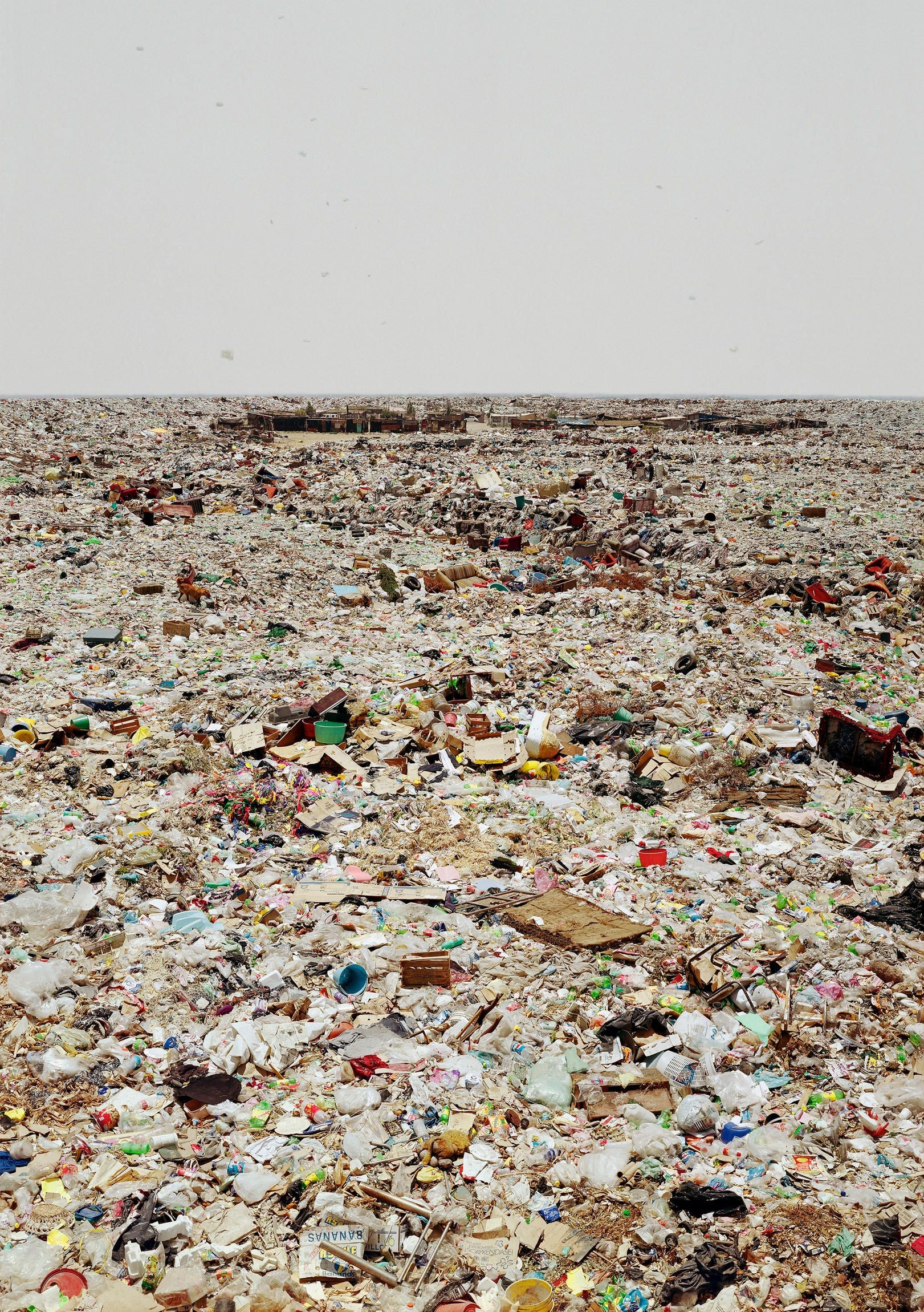 View of a large garbage dump on the outskirts of Mexico City.
